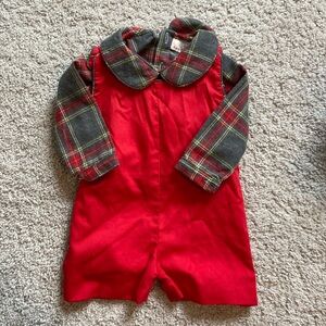 smockingbird 2 piece baby boys Christmas outfit. 6 months. Euc